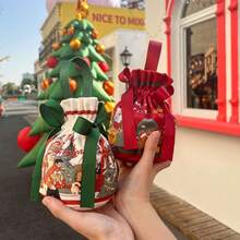 2pcs Winter Auspicious Fruit Packaging, Christmas Eve Apple Bag, Christmas Gift Tote Bag, Candy Bag, Gift Box Drawstring Pouch - Multicolor - View 8