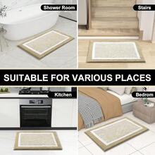 Bathroom Rugs 24x16, Extra Soft And Absorbent Microfiber Bath Mat, Non-Slip, Machine Washable, Quick Dry Shaggy Bath Carpet, Suitable For Bathroom Floor, Tub, Shower (Small, Beige){Inchcolor_nameinch:InchBeigeandWhiteinch,Inchsize_nameinch:Inch24\Inchx16\Inchinch} - 米色和白色 - 查看 9