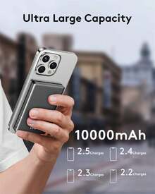 Ordtop Power Bank 10000 MAh, Power Bank USB-C Input & Output Small But Strong With Cable, External Battery Quick Charge Function (3.0A) External Mobile Phone Batteries Compatible - Pink - View 3