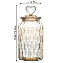 Heart-Shaped 3-Piece Jar Set Large-Capacity Glass Food Storage Jars Airtight Clamp Lids For Leak-Proof Kitchen Storage Transparent Sealed Containers Ideal For Sugar, Flour, Grains, Coffee Beans, Spices, Dried Goods, Cereal, Cookies, Tea, Nuts, Pasta Moisture-Proof, Freshness-Preserving Storage Jars Stackable For Space-Saving Easy-Open Wide-Mouth Design Essential Home Baking Ingredient & Seasoning Organizer Large Mason Wide-Mouth Jars Father's Day Gift - amber 1400ml 1pcs - 查看 1