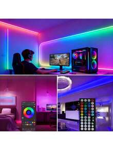 1-20M Smart LED Strip Lights With Wireless IR Remote Control, Color Changing & Music Sync Via App/Remote, USB Powered, Ideal For TV Backlight, Bedroom Ambiance, Party Decor, And Perfect Gift For Halloween, Christmas, Birthday - Color Light - View 4