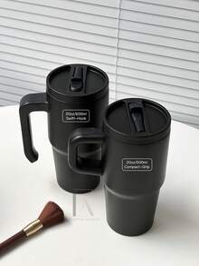 20盎司防漏保温杯，带提手和可折叠吸管，双层真空隔热，冷热饮皆宜，简约旅行杯 - 多色/20oz - 查看 6