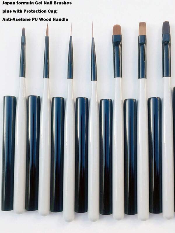 Conjunto de 7 pincéis para nail art Las Hadas, incluindo pincéis para pintura em gel UV, caneta profissional japonesa para linhas, esfumado, desenho de flores, degradê e terapia de luz. Ferramenta especial para salão de beleza e suprimentos para unhas.