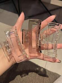 3pcs Women Clear Minimalist Casual Rectangle Hair Claw, For Decoration Claw Clips Hair Clips Hair Jaw Clip Hair Clamps Hair Clutch Hair Catcher Clip, School Stuff, College Fall Winter Hair Accessories For Women For Vacation Outfits Woman