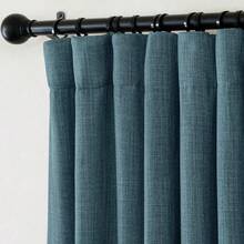 2025  Bedroom Curtains 2 Panels Sets Faux Linen Textured, Pinch Pleated Room Darkening Light/Heat Blocking Window Drapes Thermal Insulated For Living Room, Angora, W50 X L108, 2 Panels - 灰藍色 - 查看 2