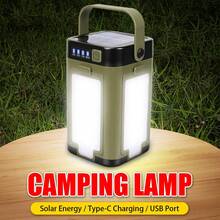 Solar Powered 4-Leaf Camping Light, Dual Light Source 90° Foldable Outdoor Emergency Lighting Portable Lantern