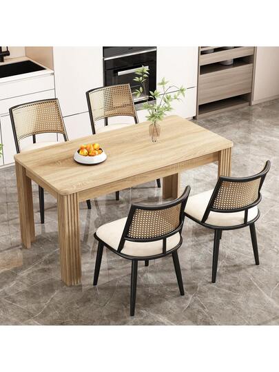 Pu Seat Cushion Rattan Chair, Beige, Black, Restaurant,