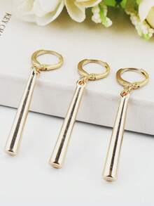 3pcs Zoro-Inspired Minimalist Modern Metal Cylinder Hoop Earrings, Gold Color Unique Design Women Earrings, Layered Wear Street Style - Gold - View 4