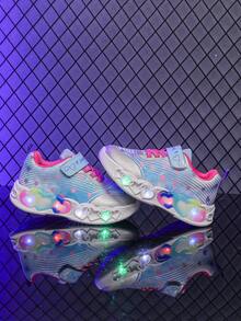 1双时尚LED发光透气网面运动鞋，男女童皆宜 - 休闲、减震、四季皆宜防滑户外跑步和步行鞋 - 粉色 - 查看 4