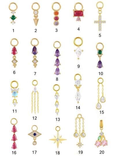 1pc DIY 925 Silver Dangle Gemstone Pendant Dainty Cartilage Helix Earlobe Piercing Attachment Cartilage Hoop Charm,Daith Helix Hoop Charm ,Tragus Rook Hoop Charm ,Dangle Belly Ring Charm