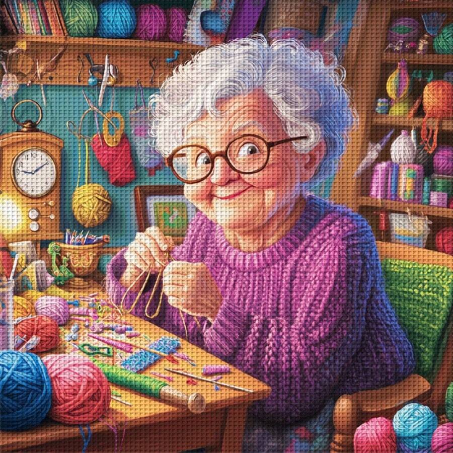 1 Set - Grandma's Handcraft Cross Stitch Kit, DIY Needlework Art Materials, 11CT Cross Stitch Decorative Painting, Creative Handmade Stress Relief Gift. Complete Home Decor Printed Cross Stitch Craft, Suitable For Home Decor Knitting Art. Frame Not Included - Multicolor - View 1