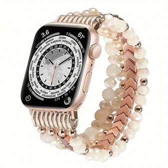 38/42mm Handmade Beaded Crystal Strap - Breathable Design, Compatible For Iphone Watch, Stylish Business Accessory For Work, Parties, And Sports, Perfect Gift For Girls, Party Wristband, Sports Watchband, Fashionable Band, Elegant Wristband, Lightweight Material, Resin Beads, Smartwatch Band, Wearable Jewelry, Active Lifestyle, Women's Fashion