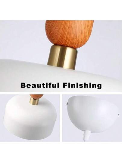 Alpinaluz Moderne Nordic Hang Verlichting 30cm Wit Metal Wood Effect, Adjustable Height, E27 Socket, Kitchen Or Dining Room view 6