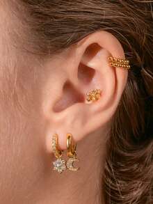 1件DIY银色钻石螺旋吊坠，垂坠式钻石耳夹吊坠，迷你水滴耳夹/耳骨环/耳环吊坠，肚脐环吊坠