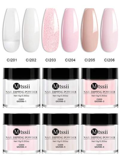 Mtssii 6PCS 10g Gradient Chrome Dipping Powder Set Nude Pink Nail Dipping Powder Set Fall Winter Acrylic Powder Starter Kit Nail Art Manicure Salon, No Need Nail Lamp Cured For Acrylic Nail Kit Art Nail Manicure,Gifts For Women