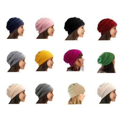 1pc Soft & Loose Knit Winter Beanie Hat, Suitable For Women And Men, Unisex Winter Holiday Gift. 6 Color Options - Women Knit Beanie, Warm Headwear, Autumn/Winter Set, Ski Skull Cap, Unsewn Knitted Hat
