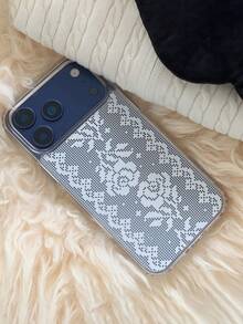 Ốp lưng điện thoại họa tiết hoa cúc đính kim sa dễ thương, tương thích với iPhone 17 Pro Max, 17 Pro, 17 Air, 17, 16, 15, 14, 13, 12 Pro Max, 11. Ốp lưng mềm chống sốc với họa tiết hoa trang nhã. - Hoa ren - Xem 6