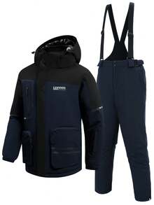 2 Stücke Sport & Outdoor Boyfriend Stil Herren Sportanzug Set, professionelle Sport & Freizeit Bekleidung, Ski Bekleidung Set Jacke und Hose HX503-1 Winter - marineblau - Übersicht 10