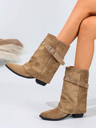 รองเท้าบูทหุ้มข้อปลายแหลมสำหรับผู้หญิง, รองเท้าบูทสั้นครึ่งน่อง, รองเท้าส้นสูงขาสอบ, สินค้าใหม่ฤดูใบไม้ร่วง/ฤดูหนาว