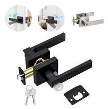 Cerradura de Manija,Cerradura de Manija de Puerta,Manijas de Bloqueo de Puerta de Privacidad,con Llaves,Mango Reversible Que Soporta Puertas de Mano Izquierda y Derecha,para Recámara y Baño - Negro - Ver 2