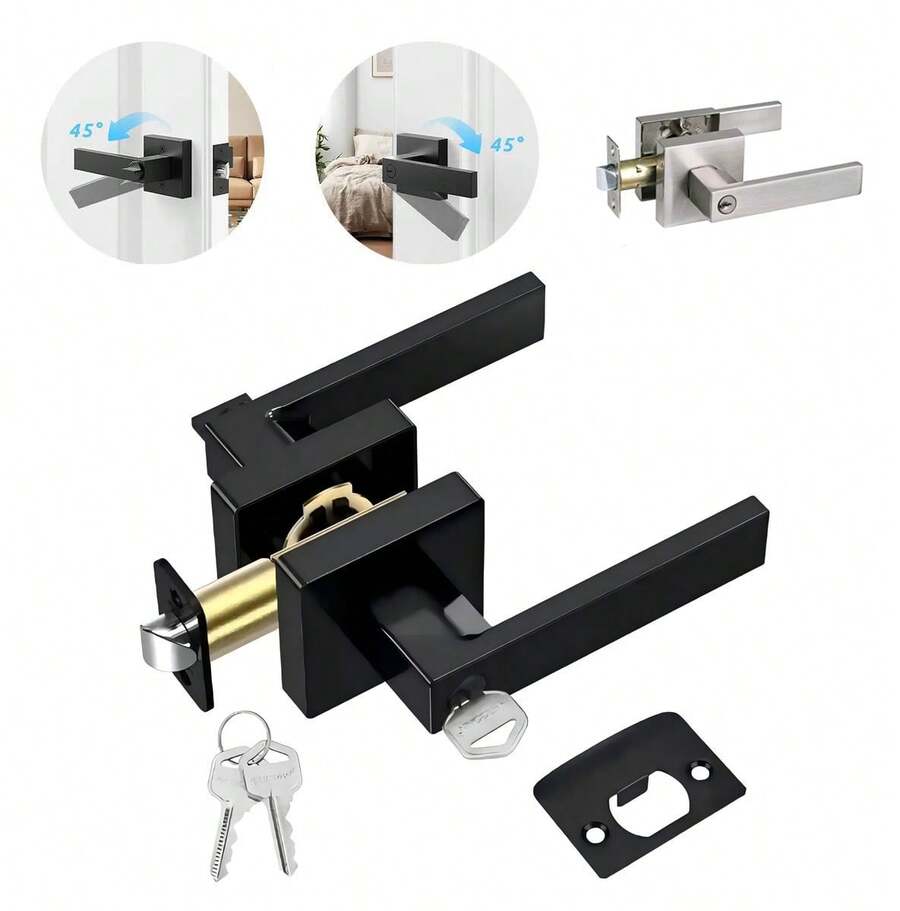 Cerradura de Manija,Cerradura de Manija de Puerta,Manijas de Bloqueo de Puerta de Privacidad,con Llaves,Mango Reversible Que Soporta Puertas de Mano Izquierda y Derecha,para Recámara y Baño
