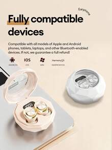 Lenovo 联想 LE206 迷你隐形睡眠蓝牙耳机，佩戴舒适，物理降噪，ENC 通话降噪，环绕立体声，高品质音频，超长续航，低延迟，硅胶耳塞，适用于运动、游戏、音乐、睡眠等场景，无线耳机，兼容智能手机和电脑。 - 米色 - 查看 8