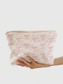 Sac cosmétique thème nœud papillon - Motif imprimé nœud papillon, pochette zippée en polyester durable, organisateur de toilette de voyage, sac zippé léger, idéal pour les amateurs de beauté, cadeau parfait pour les sœurs, les étudiants et les adultes, sac à maquillage à imprimé aléatoire - Multicolore - Voir 9
