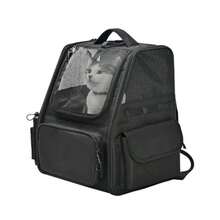 Pet Backpack For Cats And Small Dogs Collapsible Travel Carrier With Ventilated Mesh Removable Pad And Safety Leash Black - 黑色 - 查看 1