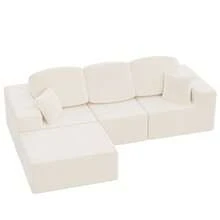 Devoko Modern Modular L-Shape Sofa With Chaise,Cloud Sectional Couch, Upholstered Couches For Living Room - 白色 - 查看 2