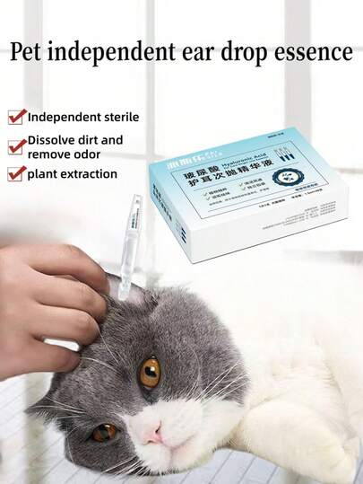 1/5/10pcs Pack, Petcare Hyaluronic Acid, Ear Protection, Ear Drop, Disposable, Essence, Ear Canal Cleaning, Care, Descaling, Deodorizing, Deodorizing, Suitable For Cats And Dogs
