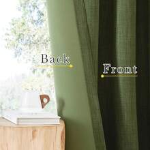 2025  Bedroom Curtains 2 Panels Sets Faux Linen Textured, Pinch Pleated Room Darkening Light/Heat Blocking Window Drapes Thermal Insulated For Living Room, Angora, W50 X L108, 2 Panels - 森林綠 - 查看 8