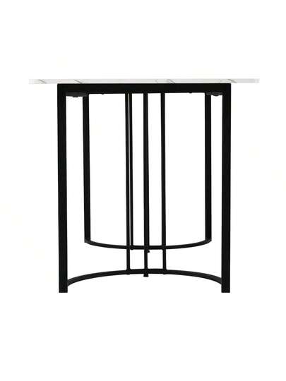 Dining Tafel 140 80 Cm (1 Piece), Moderne Kitchen Table, Metal Frame Rectangular Bloemen Pattern, Adjustable Legs Room Living Room, White/Black view 6