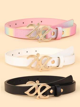 3件套儿童音乐符号扣腰带，高品质PU牛仔连衣裙装饰腰带，学生适用