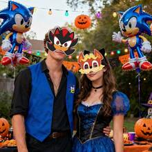 Sega 12个索尼克官方授权3D立体独特索尼克角色扮演面具 万圣节面具 Cosplay服装面具 刺猬派对面具 12个不同款式的纸质面具，含索尼克主题生日派对用品