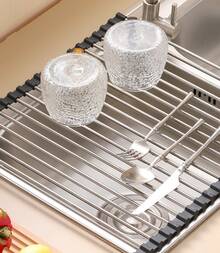 Escurridor para Fregadero de Acero Inoxidable - 12 Tubos, Organizador de Cocina, Secado Rápido, 37x23.5 cm - 37 cm 12 tubos - Ver 6