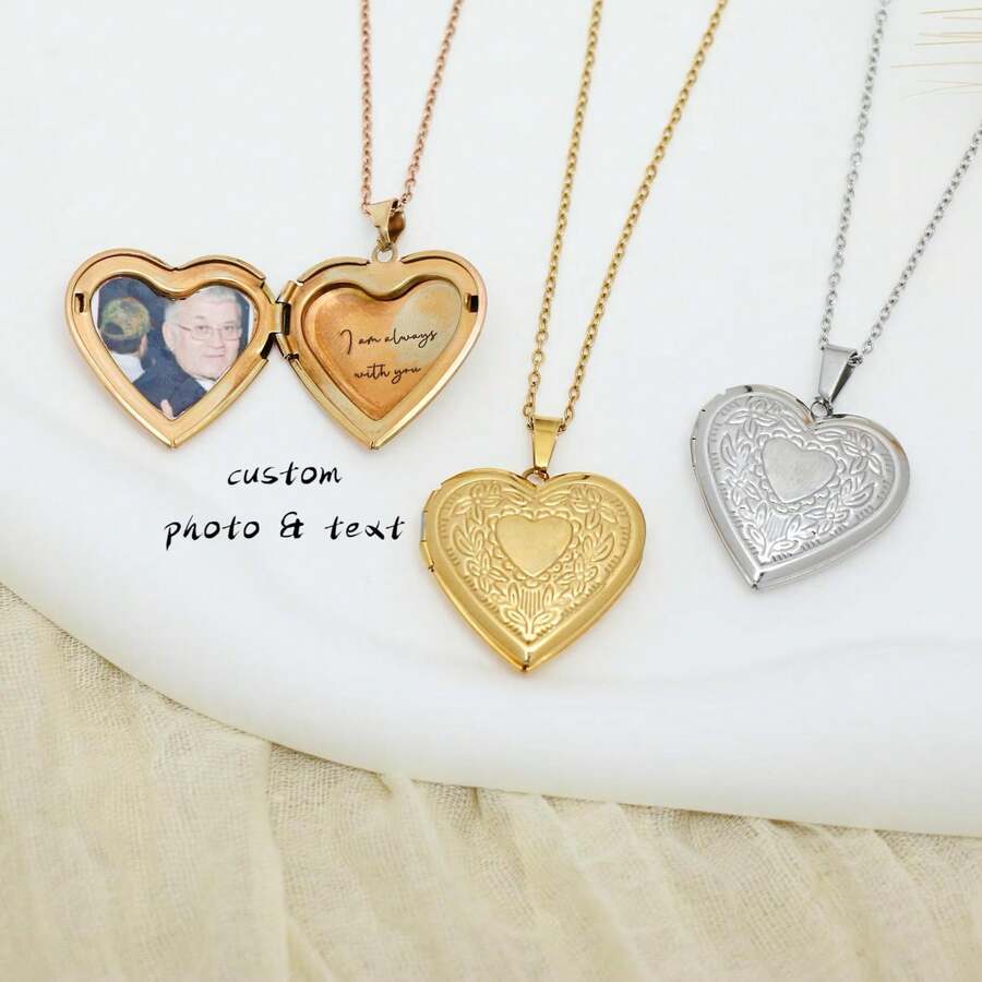 Customized Heart Pendant Necklace, Personalized Photos, Retro Heart Pendant Necklace, Openable Photo Box, Personalized Gift For Her, Gift For Girlfriend, Anniversary, Valentine's Day, Souvenir For Good Friends, Beautiful Memory Photos, Inspiring Necklace - Multicolor - View 1