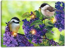 2025 Christmas Canvas Wall Art Print 12" X 16" With Timer | LED Lighted Design - Burung Chickadee Lavender - View 6