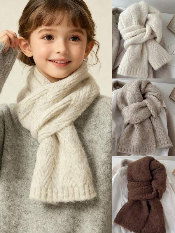 1 pièce Classique simple tour de cou en tricot pour enfants, convient pour le port quotidien, l'école, l'extérieur, accessoire mode polyvalent pour enfants, automne/hiver
