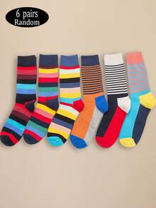3/6 Paar Herren Neue Herbst/Winter Fröhliche Socken, bunte modische gestreifte Socken, personalisierte Socken, Paar Socken bis zur Mitte des Waden