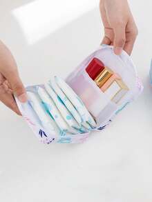 1pc Cute Cartoon Sanitary Pad Travel Pouch, Convenient For School And Outings - Multicolor - View 3