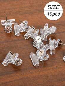 10pcs/20pcs Thumbtacks Pushpin Clips With Pins, Thumbtack Fixation For School, Arts & Crafts, Photo File On Notice Board, Partition Wall Without Holes (Black)