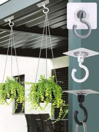 3/1pc Adhesive Ceiling Hooks For Hanging Solution, Rotatable Ceiling Hooks No Drill Ceiling Hanging Hook For Hanging Plants Lanterns,Wind Chimes Adhesive Hooks Sticky Hanger Utility Ceiling Hooks Ceiling Decoration Hook Hanging Best Gifts, Note: It Is Not Recommended To Hang Heavy Objects