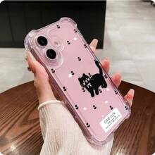 Cubiertas Protectoras para Teléfonos: Silicona Suave Transparente con Estampado de lunares y gato | Compatible con Samsung (Series A, S, Note 10/20),  (16, 15, 14, 13, 12 Pro Plus, X, XS Max) y OPPO, Redmi, , Honor - transparente - Ver 1