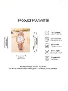 6pcs Girls Elegant, Fashionable, Romantic, Cute And Exquisite Rhinestone Decoration Dial Fireworks Quartz Watch With Rhinestone Decoration Necklace, Bracelet, Earring, Ring Jewelry Set Suitable For Daily Wear Birthday Parties, Holidays, Christmas, Ideal Gifts For Girls Decorations, A Great Choice For Gifts - Multicolor - View 12