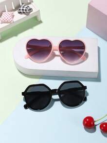 一套2副，适合4-8岁男孩女孩，甜美可爱心形镜框和休闲圆形镜框时尚眼镜，适合假日郊游、搭配服装和节日礼物。 - 彩色 - 查看 12