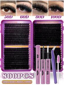 Bộ 800 mi chùm D Curl mi riêng lẻ, mi giả mềm mại và tự nhiên với keo dán và bịt kín, nhíp, mascara, bộ mi giả dày và mềm mại, bộ mi giả lâu trôi, bộ mi giả phân đoạn tự làm, sách mi + keo nối mi + cọ mắt bộ dụng cụ dành cho người mới bắt đầu, phù hợp cho trang điểm mắt tự làm đẹp khác nhau - Nhiều màu - Xem 16