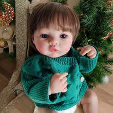 18英寸逼真乙烯基草地重生娃娃，全乙烯基逼真娃娃，植发，陪伴收藏玩具，生日圣诞礼物 - 杏色 - 查看 7