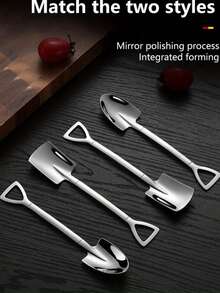 1/4pcs High Appearance Level Stainless Steel Spoon, Spade Spoon, Dessert Spoon, Fruit Spoon, Iced Tea Spoon, Coffee Mixing Spoon, Jam Spoon, Ice Cream Spoon, Salad Spoon, Dressing Spoon, Specialty Spoon, Kitchen Utensils, Hotel Utensils - Silver - View 8
