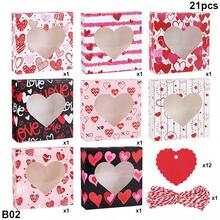 Heart Candy Gift Box With Window Valentines Day Chocolate Cookie Packaging Paper Boxes Wedding Birthday Party Supplies - Multicolor - View 12