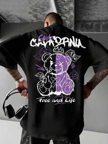 Men's Adult/Children's Casual Streetwear Premium Cotton Fashion Bear California Style Dollar Money - 黑色 - 查看 2